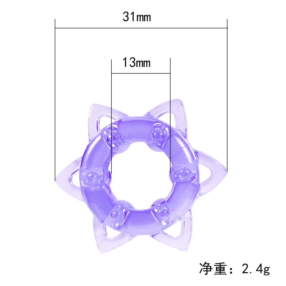 Caterpillar Crystal Delay Ring TPE Locking Sun Ring Adult Toy — detail image 2