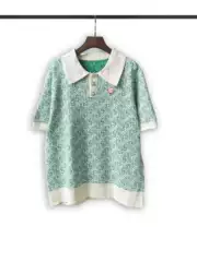 Factory Direct Streetwear CA Summer Knit Sweater Crew Neck Loose Fit Unisex Short Sleeve Jacquard Cross-border