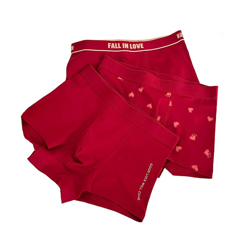 Año del Dragón, Red Luck, 5A, hombre, pantalones de algodón antibacteriano, Año Nuevo rojo, cortos de ángulo rojo, cabeza de 3 paquetes.