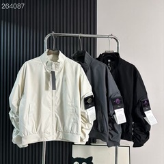 跨境Stone Island 石头徽章立领高街飞行服夹克外套实拍图岛外贸