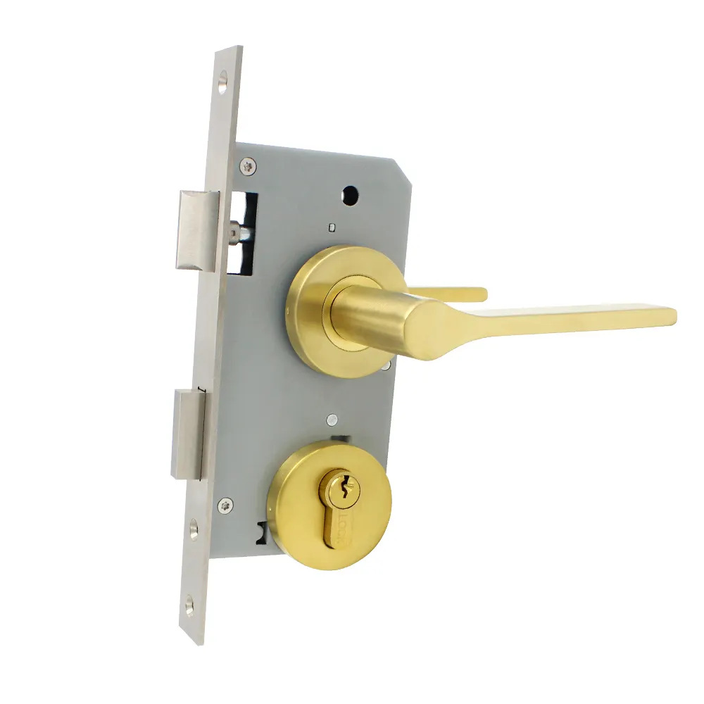 Split 304 cerradura de acero inoxidable interior cerradura de puerta personalizada manija de puerta negra dormitorio cerradura silenciosa cerradura de mano