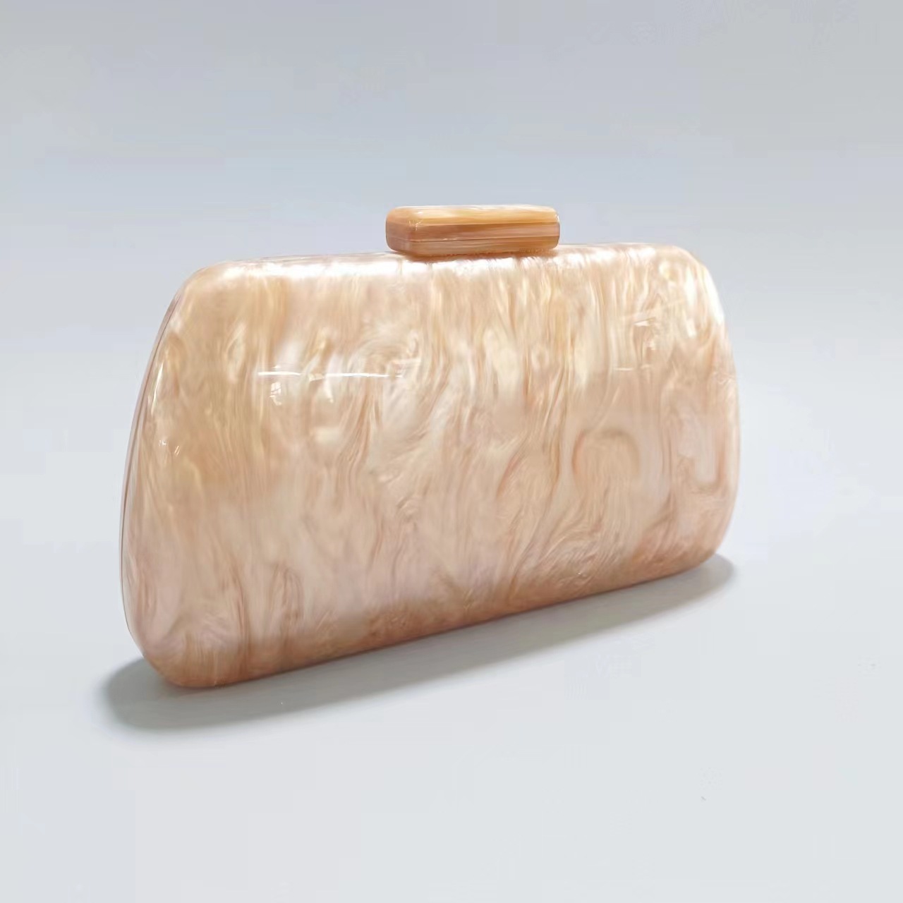 Elegante pochette da sera in acrilico – Borsa a tracolla versatile con catena staccabile per matrimoni e feste (albicocca)_voghion.com