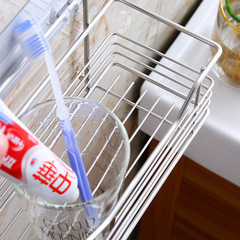 跨境直供不鏽鋼置物架壁掛式免打孔廚房浴室置物架籃整理收納架子