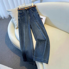 高端阔腿裤牛仔裤女夏季新款小个子九分裤巨好看垂坠感直筒裤