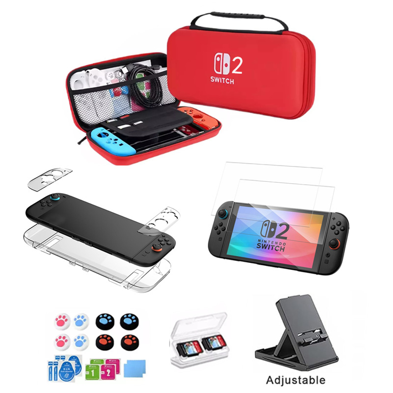 2025 nuevo conjunto de bolsa de almacenamiento switch2 cubierta protectora de caja de cristal switch2 película templada switch2