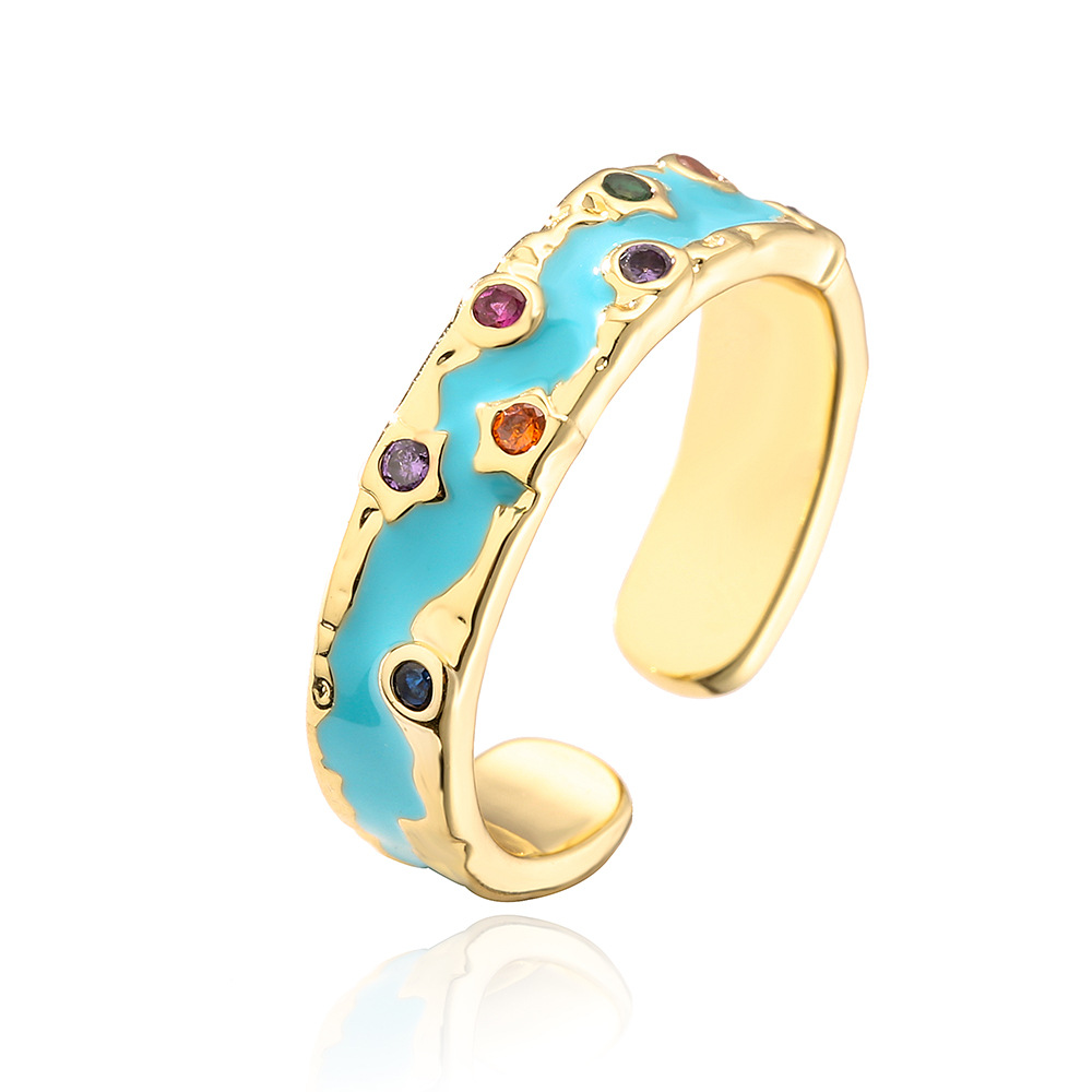 Fashion Geometric Copper Inlay Zircon Rings 1 Piece