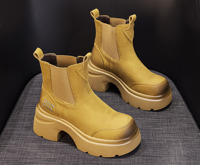 Giày boot Martin đế dày tăng chiều cao nữ phong cách Anh quốc — M2956-1 plus nhung vàng, M2956 lớp lót đơn màu nâu, M2956-1 plus nâu nhung, M2956 đơn màu vàng chi tiết 14