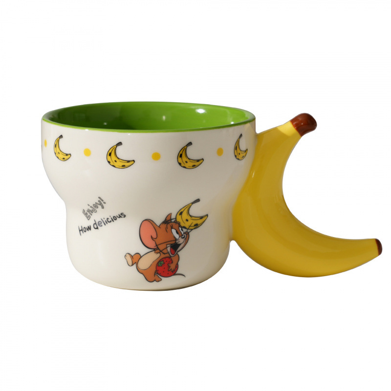 Auténtico autorizado gato y ratón personalidad creativa de dibujos animados tazas de cerámica taza de desayuno taza de regalo de mano alta