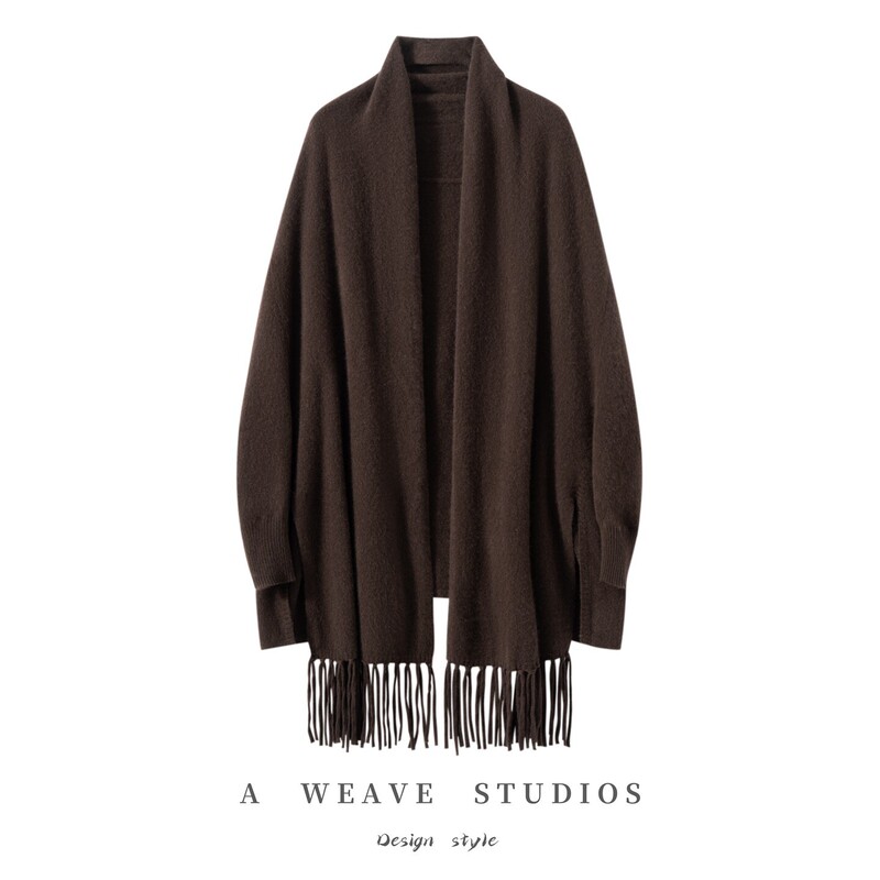 Upgraded version 90-count 100% Australian wool scarf, shawl, coat for women, autumn and winter warm fringed knitted cardigan, bestseller