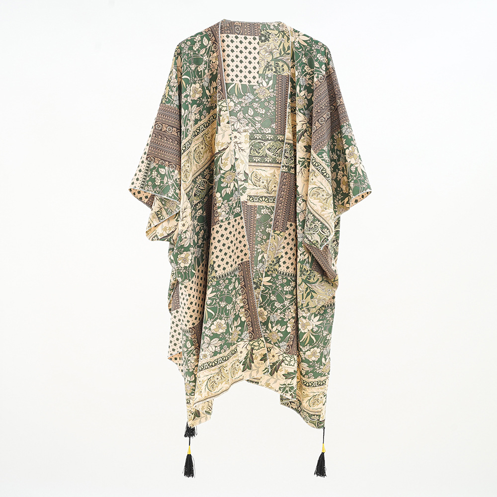 Nueva primavera y el verano de las mujeres impreso camisa de protección solar kimono chal ropa de protección solar blusa ropa de playa