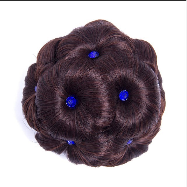 Fábrica al por mayor diamante nueve flor moño pelo clip peluca flor brote nupcial accesorios para el cabello updo pelo moño pelo bolsa en stock