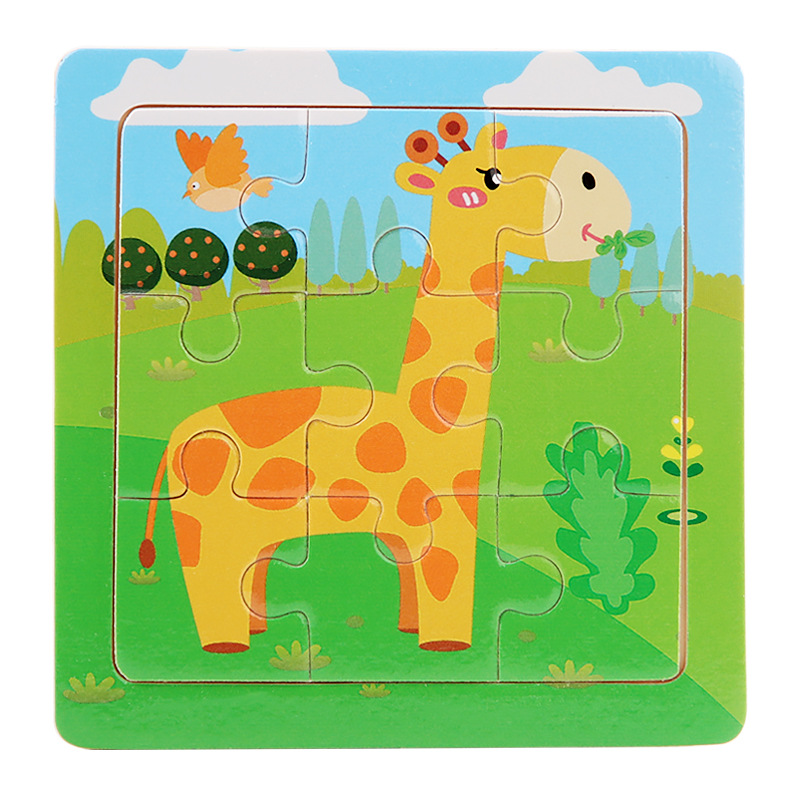 Puzzle infantil de madera mini 9 piezas puzzle puzzle puzzle animal de color pensamiento puzzle juguetes puzzle puzzle