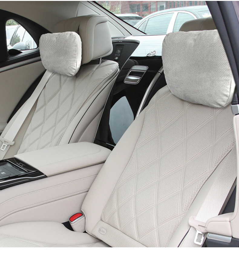 Car Headrest Suitable for Mercedes-Benz Maybach S-Class Neck Pillow Perforated Suede Leather Lumbar Support Car Rear Cushion Breathable