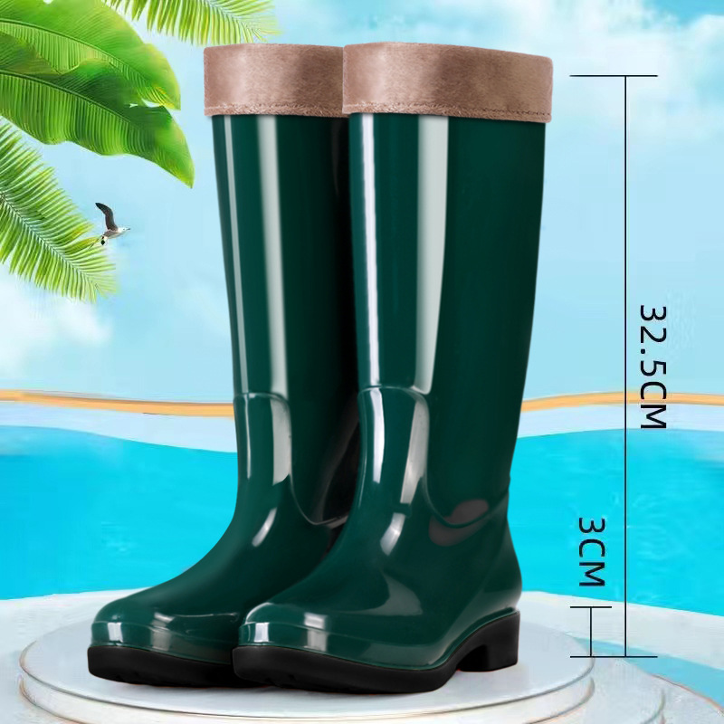 Zapatas de lluvia de mujer, zapatos de agua de alto cilindro, zapatos de goma de protección contra el trabajo, bonitas botas de agua, cocina para adultos