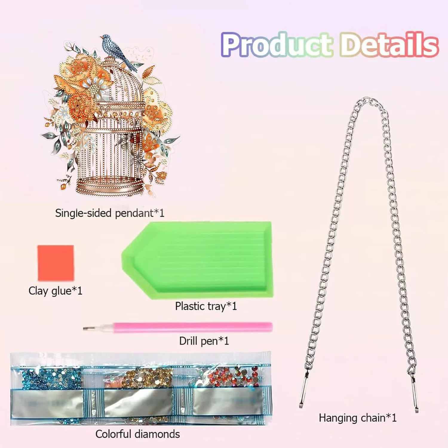Acrylic diamond decorations, pendant, for import, DIY decoration