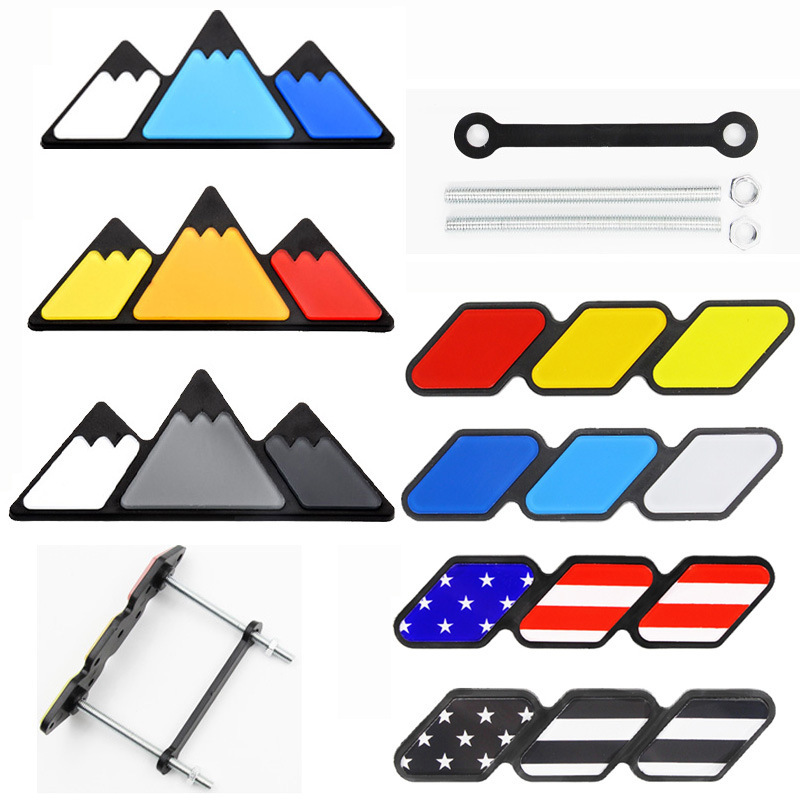 Suitable for Toyota 4runner tacoma Tantu pickup truck middle mesh grille three-color snow mountain Triangle car label stickers