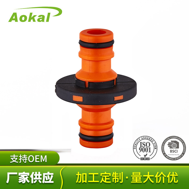 ABS+TPR包胶两通奶嘴接头 花园园林灌溉家用两通快速接头