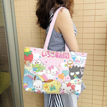 San家族草莓新闻系列单肩皮包 托特包单肩包pu大容量通勤多图卡通