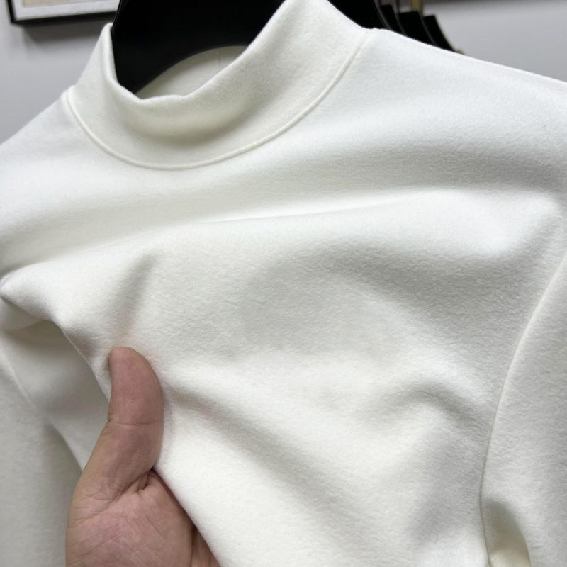 Wow Quick Return Cross-Border Double-Sided German Velvet Half Turtleneck Men's Long-Sleeved T-Shirt Warm Base Layer Autumn and Winter Inner Layering Autumn Clothes