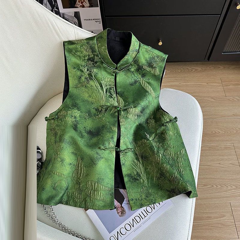 2026 Early Spring Chinese Style Vest, Spring and Autumn Retro Buckle Vest, High-End Single-Sided Jacquard New Style Top 2026 Early Spring Chinese Style Vest, Spring and Autumn Retro Buckle Vest, High-End Single-Sided Jacquard New Style Top