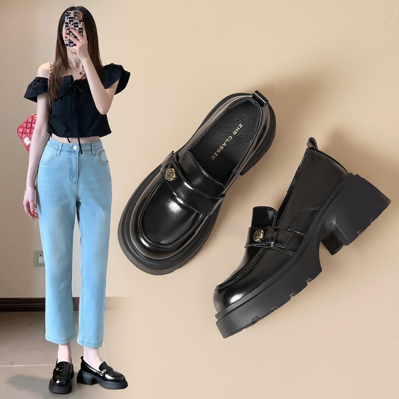 Qadın Retro Loafer Ayaqqabısı Qalın Altlıq