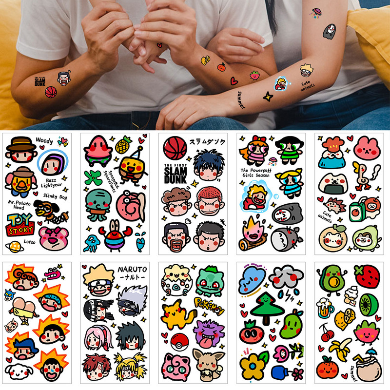 Cross-border new cartoon image old school tattoo stickers waterproof long-lasting cute sweet fun temporary stickers