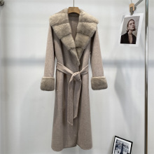 2025秋冬新品高端羊毛气质双面羊绒大衣女赫本风水貂毛领皮草外套