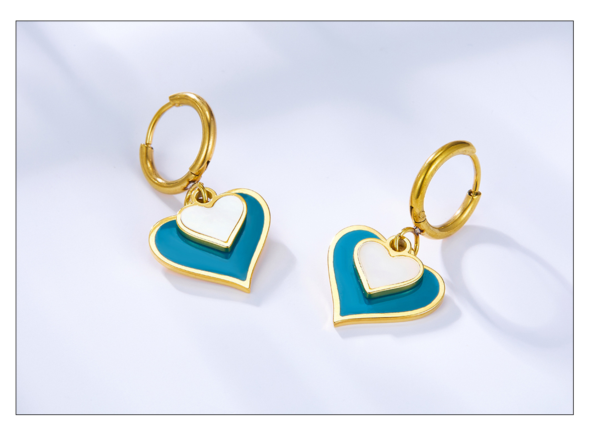 Fashion Water Droplets Heart Shape Stainless Steel Plating Drop Earrings 1 Pair display picture 3