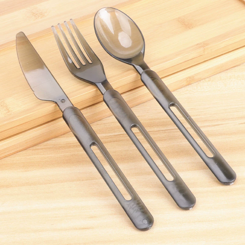 Одноразовая вилка Ложка утолщение пластиковая западная вилка на вынос стейк нож вилка Ложка длинная ручка Салатная вилка Отдельная сумка B &