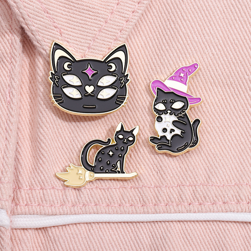 Alloy Material Halloween Festival Cat Pattern Cartoon Style Pin Cat Alloy Plating Unisex Brooches