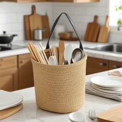 多目的収納バスケット、玄関、車の鍵、雑貨、キッチン生姜収納バスケット、綿ロープ編み装飾植木鉢