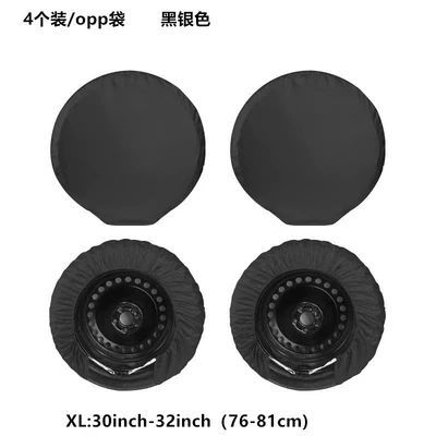 Tire Cover Snow Tire Storage – Spare wheel cover - black-and-silver-xl-size-4-pieces-30-32inch76-81cm