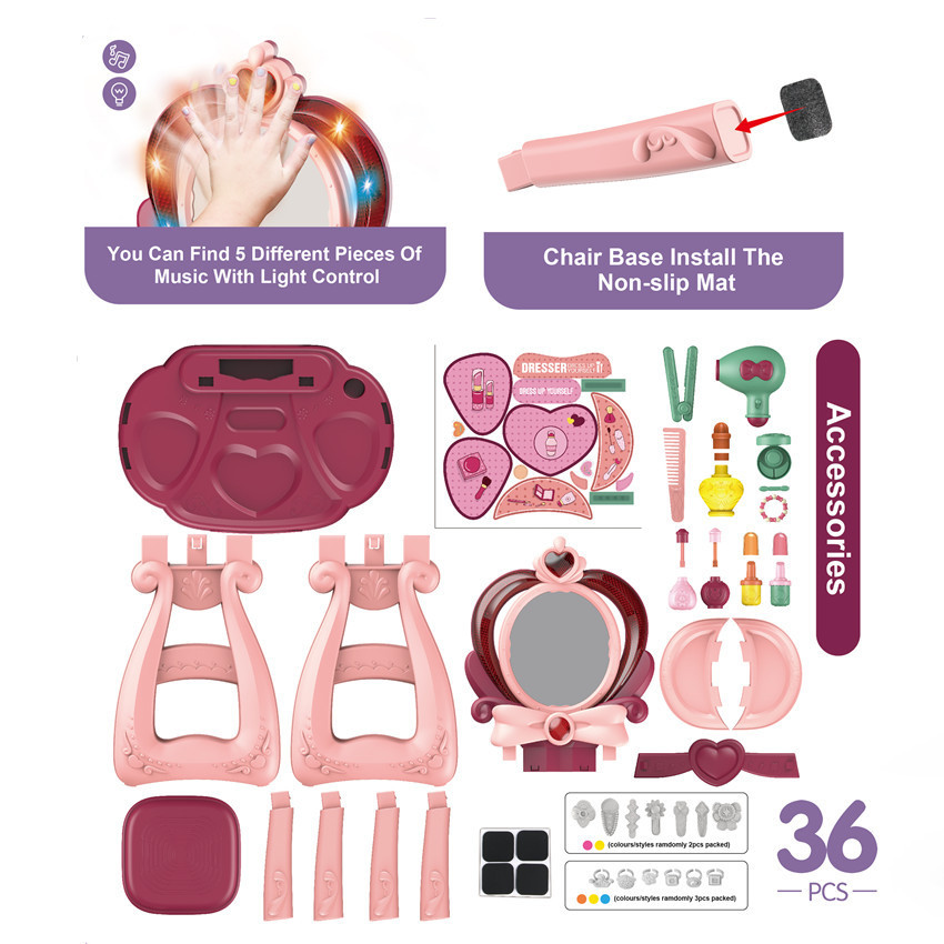 Música de inducción para niños transfronterizos accesorios de tocador para niñas traje de simulación de tocador jugar a la casa juguetes de maquillaje