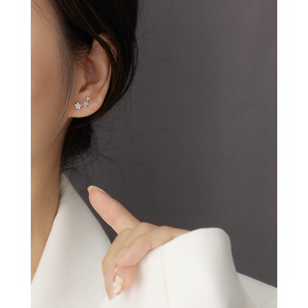 1 Pair Quantity 1 Pair 925 Sterling Silver Rhinestones Star Ear Studs