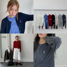 【特价 不退不换】苏奈  韩系刺绣百搭显瘦休闲慵懒圆领针织开衫