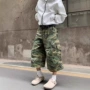 口袋迷彩美式破坏七分裤