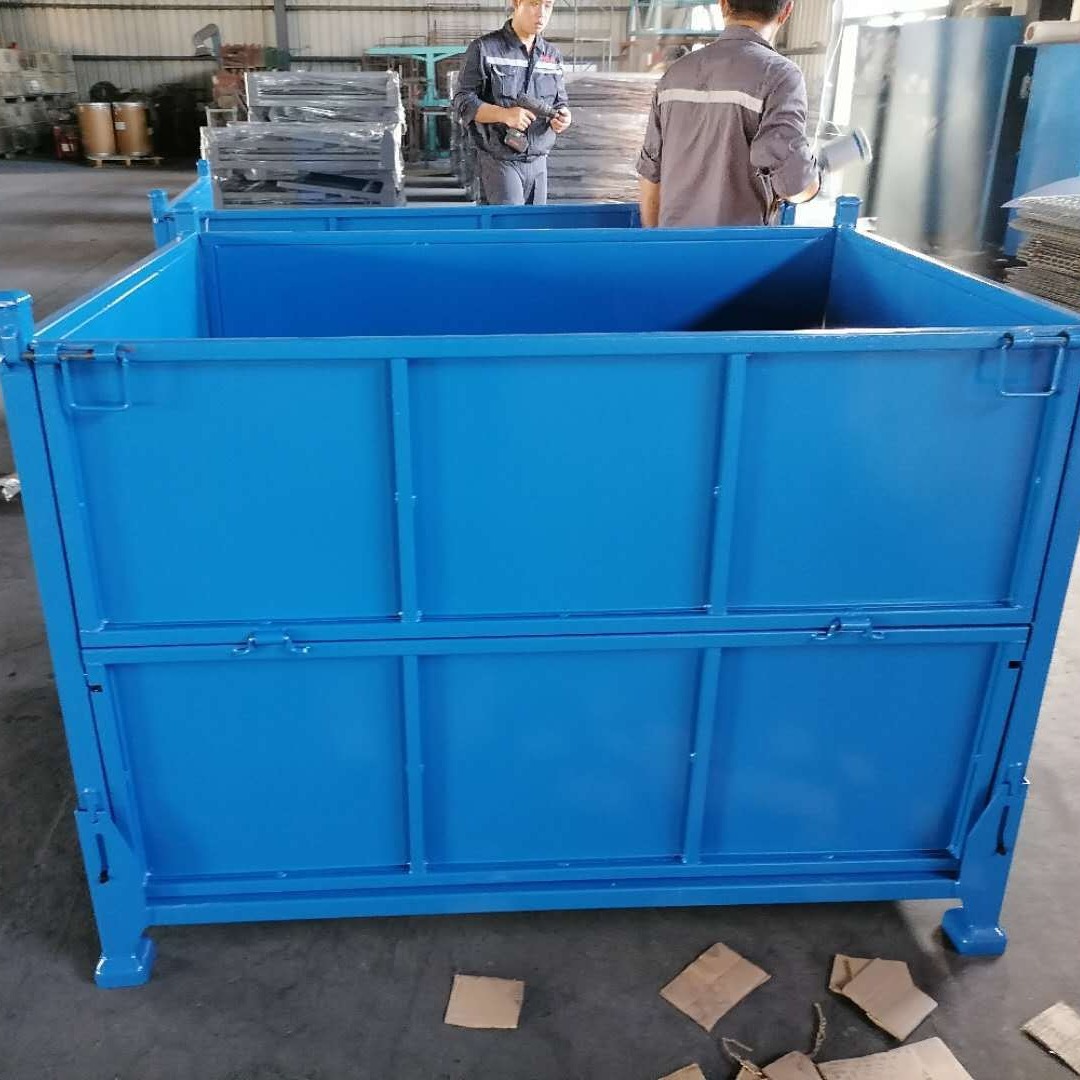 易联铁质周转箱 钢制周转箱折叠铁箱 金属铁箱 仓储铁箱 表面喷塑