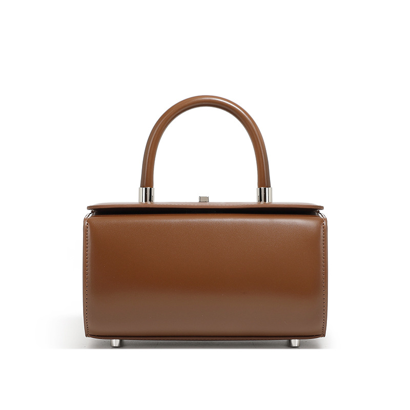 Luxury Cowhide Small Square Handbag For Women 2026 Spring/Summer Fashion Minimalist Shoulder Crossbody Doctor Box Bag - Thumbnail 8