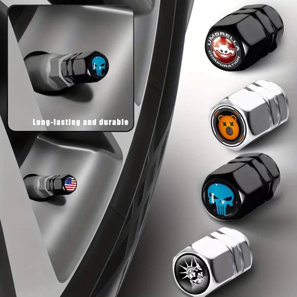 铝合金气门嘴帽汽车气门帽铝制自行车气门芯轮胎气门嘴套装亚马逊