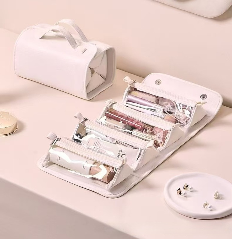 高見えする化粧品バッグ収納パーティション化粧品バッグ女性のポータブル分類防水折りたたみ取り外し可能な層状トイレタリーバッグ|undefined