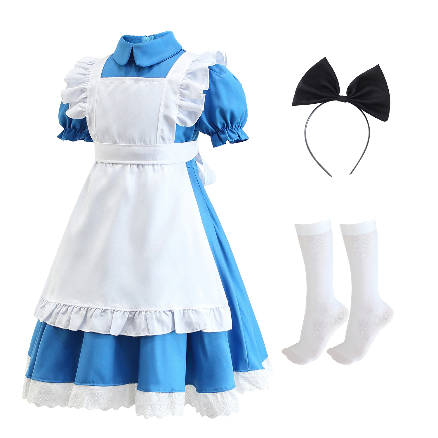 Alice Kidsren's Performance Clothing Maid Costume Halloween Girl Princess Pastoral Style Lolita Dress Cos Clothing
