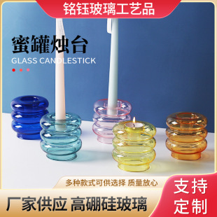 Creative Vase Glass Candlestick Simple Style Art Living Room B&B Table Decoration Crafts Candle Container