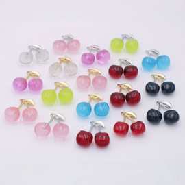 DIY材料ins风 甜美仿真水果车厘子樱桃立体耳环挂件包包配件耳饰