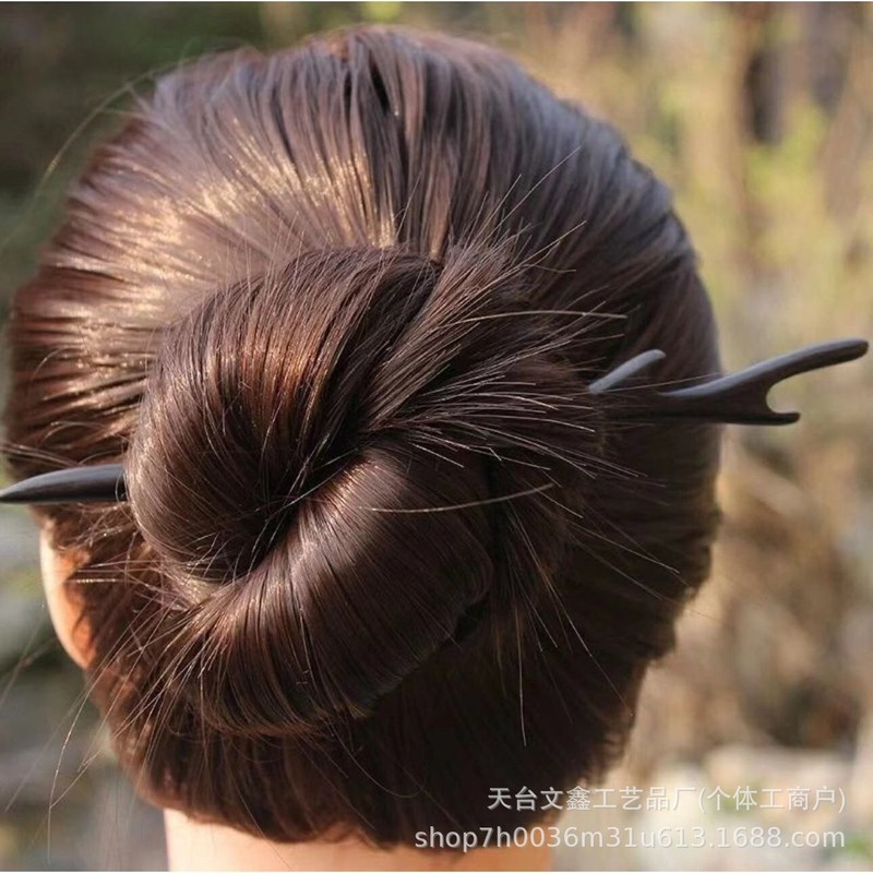 模造黒檀のヘアピン、古代風のモダンなヘアピン、中国風のヘアピン、漢服の日常的なシンプルな木製ヘアピン|undefined