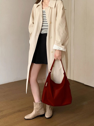 红色新娘包包复古大容量托特包2024新款高级感洋气单肩女包婚包