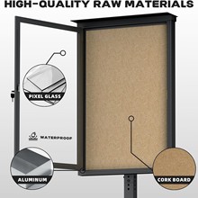 支架室外带锁公告栏扎钉板橱窗告示板铝合金边框学校欧美款式亚马