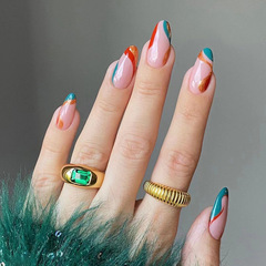 穿戴假甲片穿戴甲 法式多色波浪秋冬穿戴甲美甲穿戴甲批發假指甲