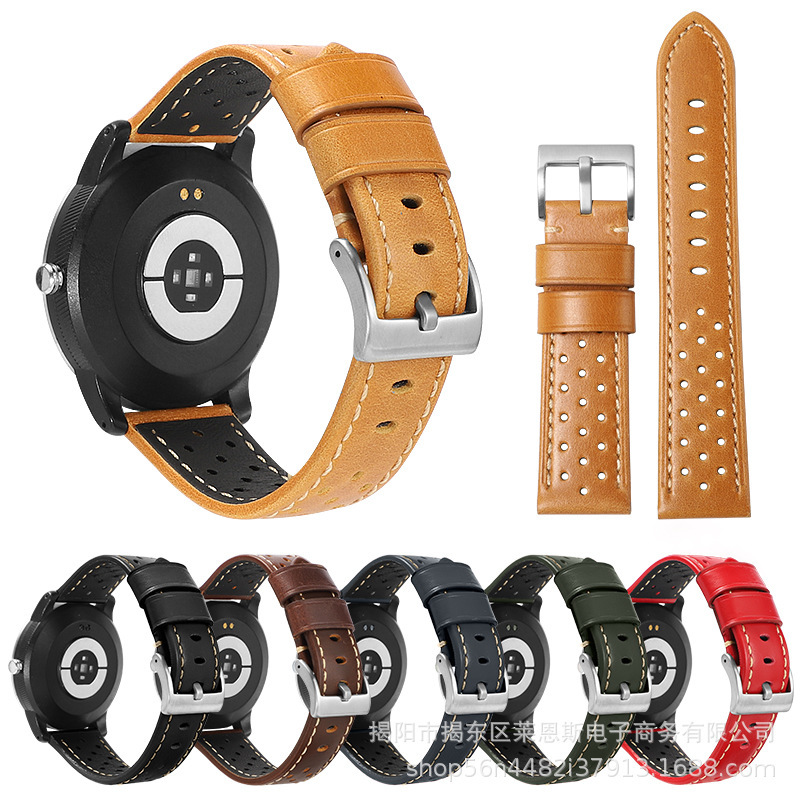 For Samsung Galaxy watch4 S3 Leather Strap Huawei GT4 Hollow Crazy Horse Retro Strap Cross Border For Samsung Galaxy watch4 S3 Leather Strap Huawei GT4 Hollow Crazy Horse Retro Strap Cross Border