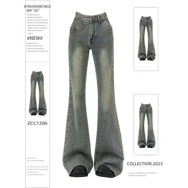 Vintage High-Waisted and Low-Waisted Slim-Fit Jeans, 2025 Autumn and Winter New Design, Slim-Fit Flared Long Pants, Bootcut Jeans Vintage High-Waisted and Low-Waisted Slim-Fit Jeans, 2025 Autumn and Winter New Design, Slim-Fit Flared Long Pants, Bootcut Jeans