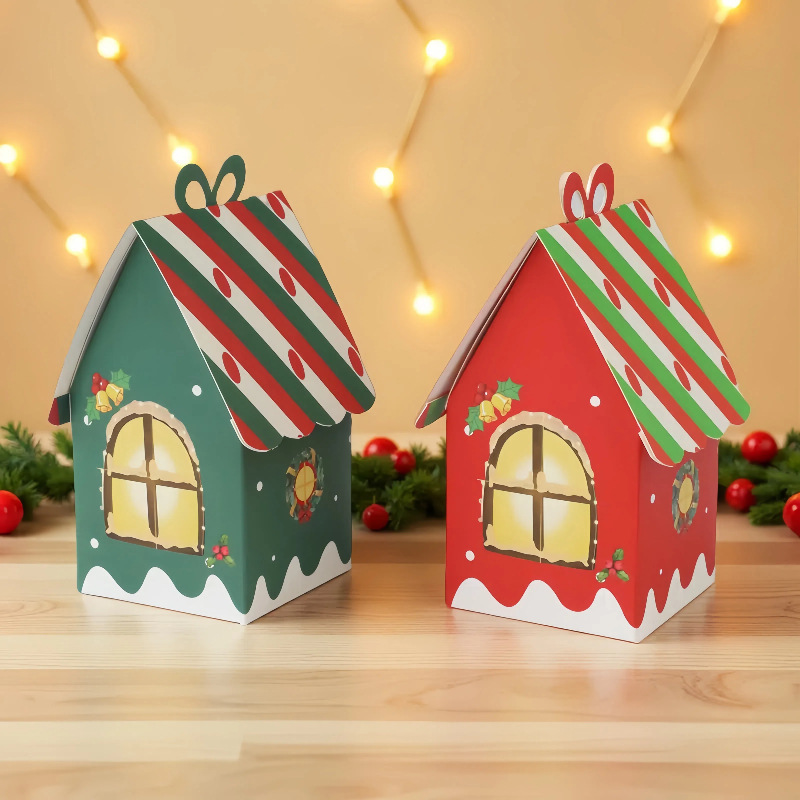 2025 レトロヨーロッパクリスマス小さな家の箱漫画の家ギフトギフトボックスチョコレートキャンディ包装箱|undefined